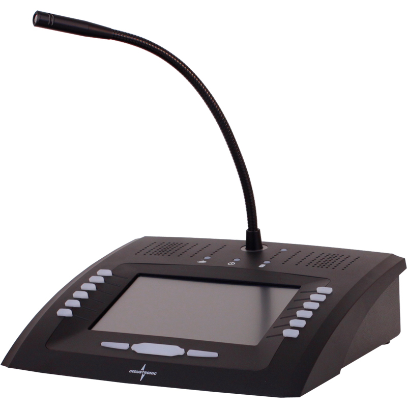 IP desktop intercom station with gooseneck microphone, color touch display for flexible operation; 12 mechanical keys and 3 function keys